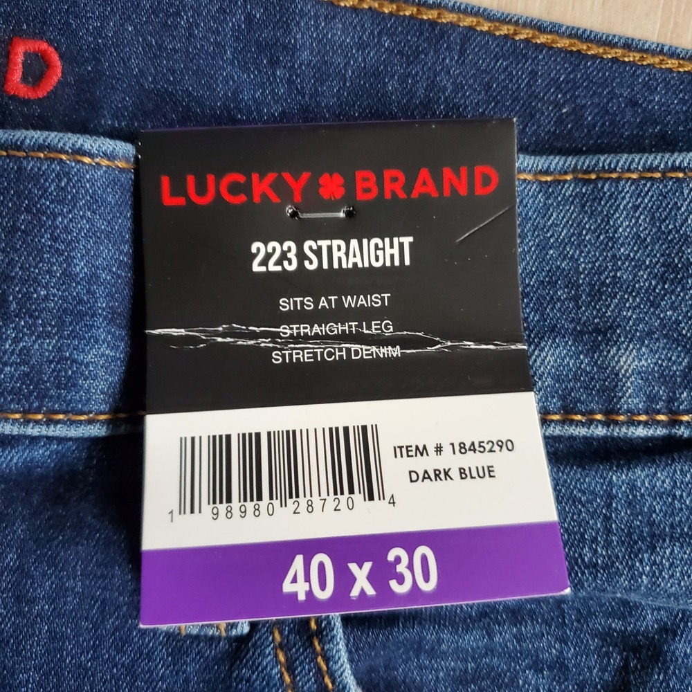 Lucky Brand Jeans Mens 40x30 Blue 223 Straight Leg Stretch Denim Pants Dark Wash - Picture 4 of 11